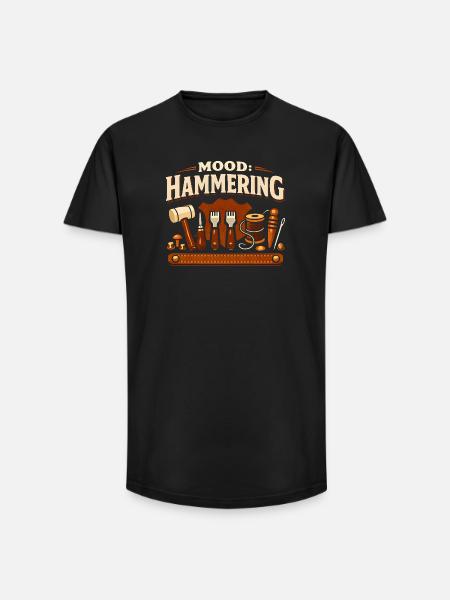 Tuning: Hammering | Leather Tools - Long Fit Men's T-Shirt - black
