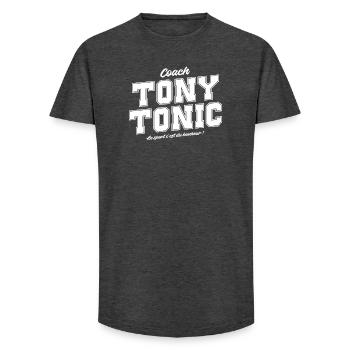 Coach Tony Tonic, le sport c'est du bonheur - T-shirt coupe longue homme - charbon - Devant - AI Model Male 185 light (185cm)