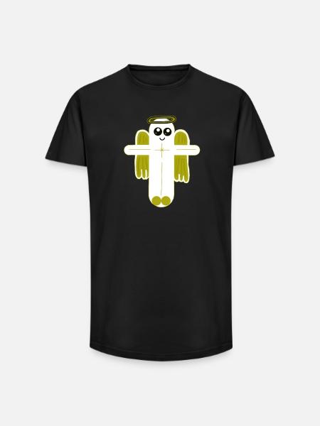 Cross Crucifix Angel Protector - Long Fit Men's T-Shirt - black