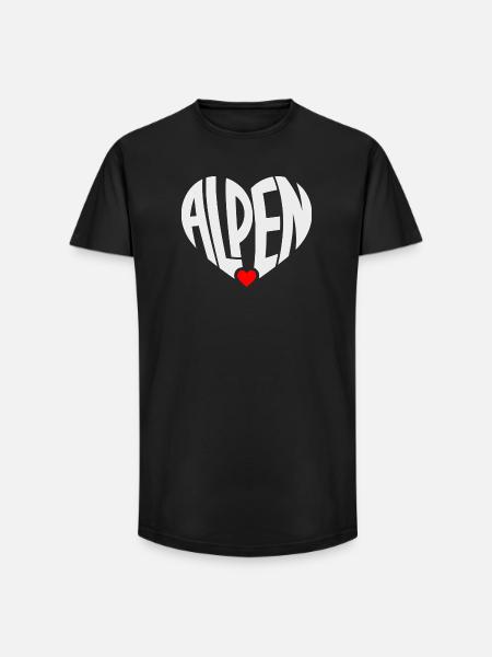 Alps Heart Typo - Long Fit Men's T-Shirt - black