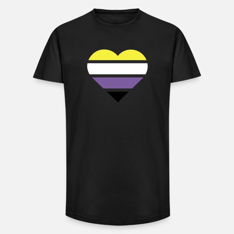 Pride Flag Heart · Nonbinary - Long Fit Männer T-Shirt - Schwarz