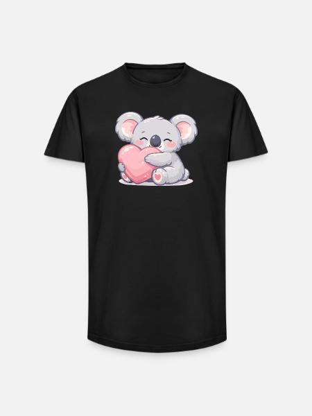 Kleiner Koala kuschelt Herz - Long Fit Männer T-Shirt - Schwarz