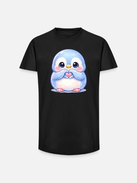 Zarter Pinguin Herzfreund - Long Fit Männer T-Shirt - Schwarz