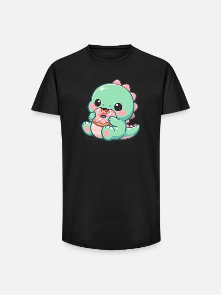 Donut Dino Sugar Joy - Long Fit Men's T-Shirt - black