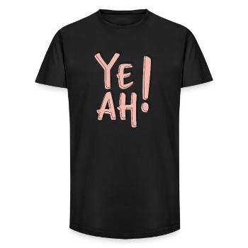 Yeah Bold Typography Fun Statement Aesthetic  - Long Fit Männer T-Shirt - Schwarz - Vorne - AI Model Male 185 light (185cm)