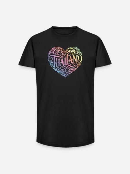 Thailand Herz Bunt - Long Fit Männer T-Shirt - Schwarz