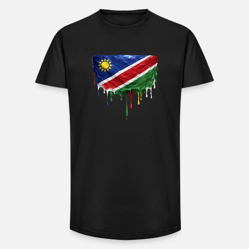 Namibia Flag Drop Art - Long Fit Men's T-Shirt - black