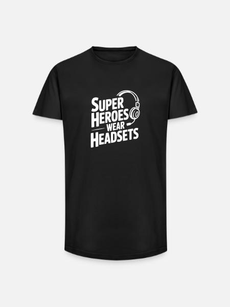 Superhelden tragen Headsets - Long Fit Männer T-Shirt - Schwarz