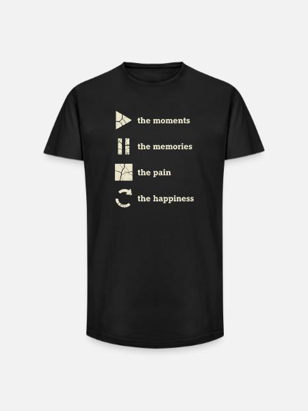 Mindfulness, Moments, Memories, Happiness - Long Fit Men's T-Shirt - black