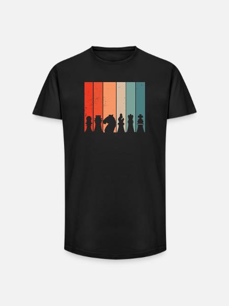 Échecs Rétro - T-shirt coupe longue homme - noir