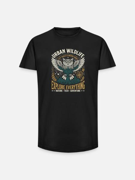 Urban Wildlife Owl - Long Fit Men's T-Shirt - black