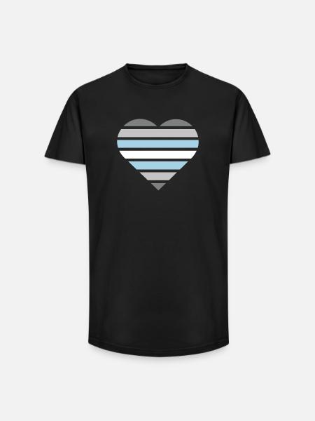 Pride Flag Heart · Demiboy - Long Fit Men's T-Shirt - black