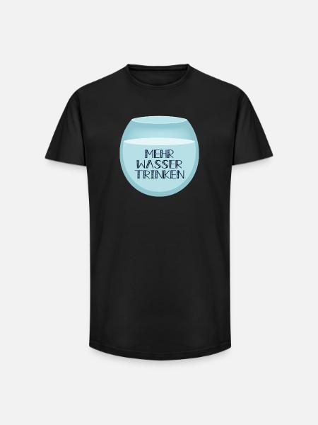 Mehr Wasser trinken - Long Fit Männer T-Shirt - Schwarz