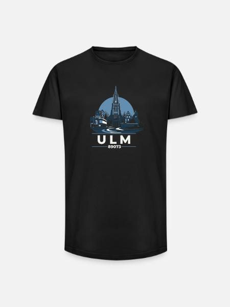 Ulm Skyline Silhouette mit Münster - Long Fit Männer T-Shirt - Schwarz