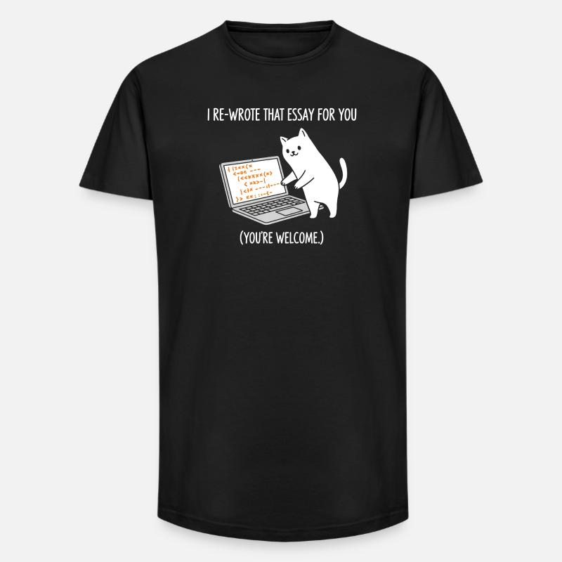 Code cat explique les tâches - T-shirt coupe longue homme - noir