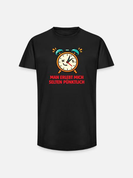 Pünktlichkeitsalarm Spruch - Long Fit Männer T-Shirt - Schwarz