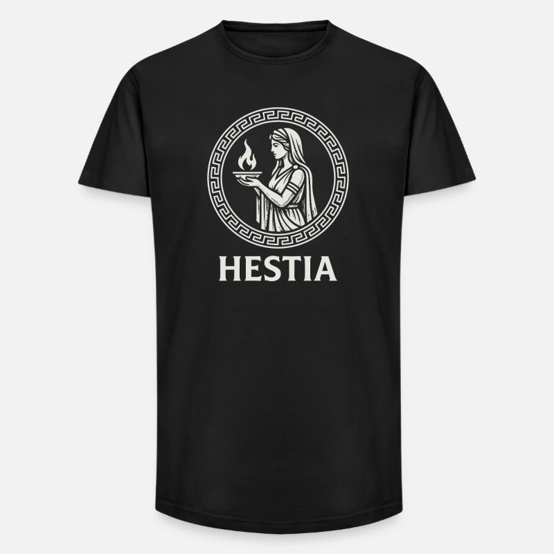Hestia Flame Circle - Long Fit Männer T-Shirt - Schwarz