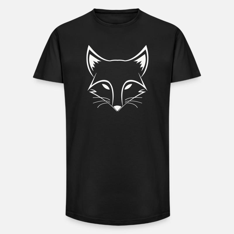 Fuchs Linienkopf - Long Fit Männer T-Shirt - Schwarz
