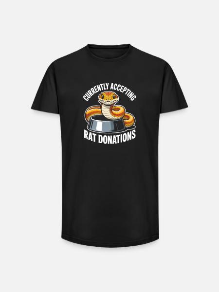 Rattenspenden gesucht | Königspython Humor - Long Fit Männer T-Shirt - Schwarz