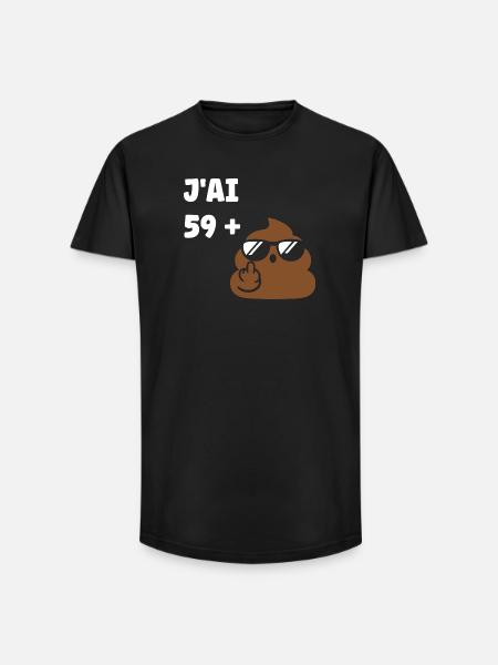 59 ans plus 1 - T-shirt coupe longue homme - noir