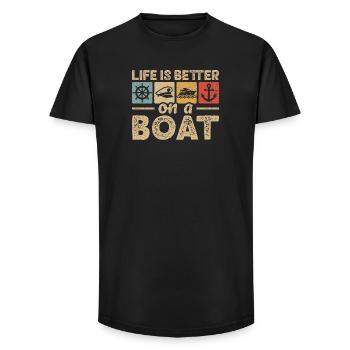 Nautical Boat Captain Boating Sailor Sailing - Long Fit Men's T-Shirt - black - Front - AI Model Male 185 light (185cm)