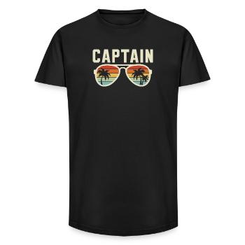 Captain Sunglasses Boat Boating Sailor Sailing - Long Fit Men's T-Shirt - black - Front - AI Model Male 185 light (185cm)