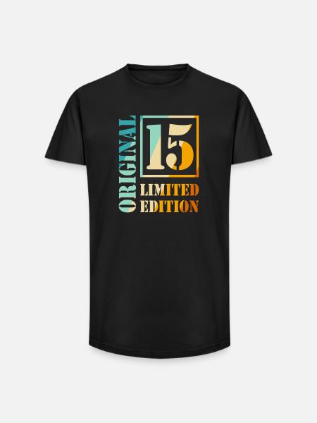 15th Birthday Boy Girl Teenager Level 15 - Long Fit Men's T-Shirt - black