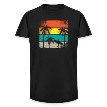 Sunset Surf Palm  - Long Fit Men's T-Shirt - black - Front - AI Model Male 185 light (185cm)