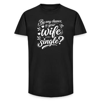 Funny Flirting Quote -  Is Your Wife Single - Long Fit Men's T-Shirt - black - Front - AI Model Male 185 light (185cm)