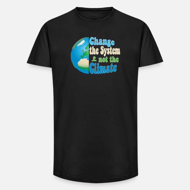 Change the system, not the climate - Long Fit Männer T-Shirt - Schwarz
