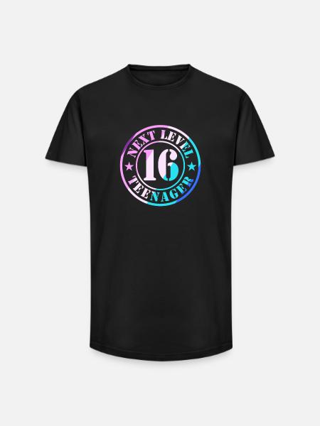 16th Birthday Boy Girl Teenager Level 16 - Long Fit Men's T-Shirt - black