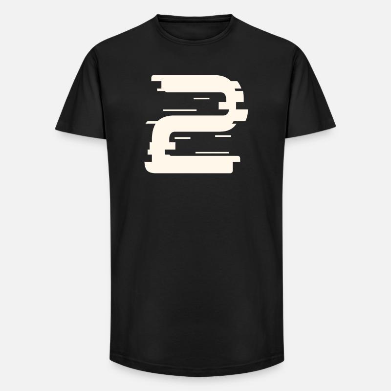 2 - Long Fit Männer T-Shirt - Schwarz