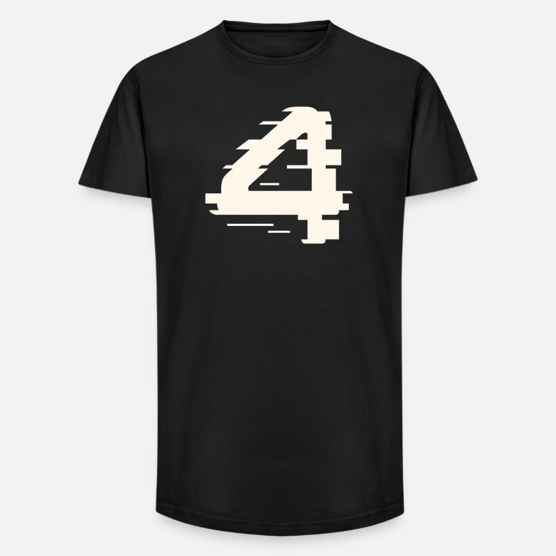 4 - Long Fit Männer T-Shirt - Schwarz