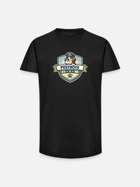 Postbote Hund Badge Motiv - Long Fit Männer T-Shirt - Schwarz