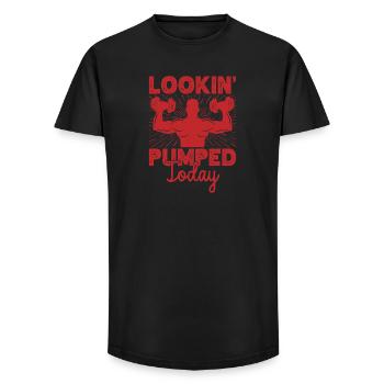 Fitness Motivation Bodybuilder Lookin Pumped Today - Long Fit Men's T-Shirt - black - Front - AI Model Male 185 light (185cm)