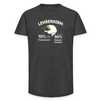 Lehrerhirn - Lustiges Lehrer Geschenk für Schule - Long Fit Männer T-Shirt - Anthrazit - Vorne - AI Model Male 185 light (185cm)