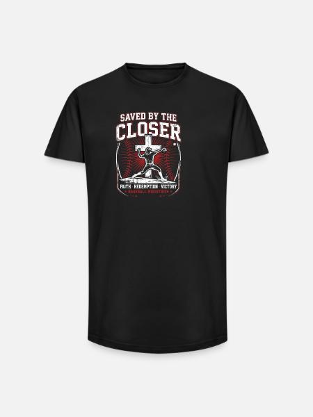 Saved By The Closer Christian Baseball Jesus - Long Fit Men's T-Shirt - black