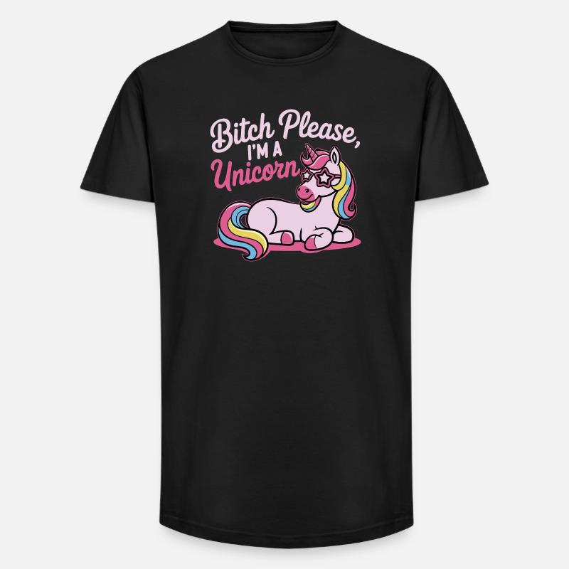 Einhorn Spruch Motiv B*tch please - Long Fit Männer T-Shirt - Schwarz