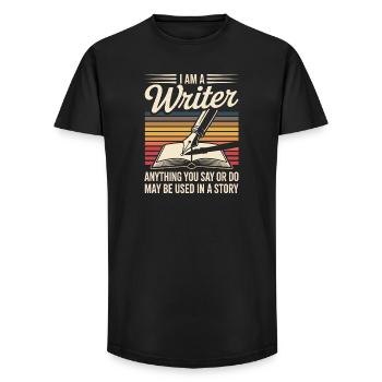 I Am a Writer Used in a Story Funny Author Quote - Long Fit Men's T-Shirt - black - Front - AI Model Male 185 light (185cm)