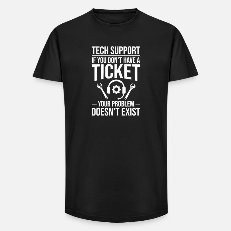 Technik-Support-Ticket-Meme - Long Fit Männer T-Shirt - Schwarz