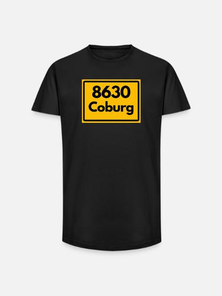OLD POSTCODE POSTCODE 8630 COBURG HEIMATSTOLZ - Long Fit Men's T-Shirt - black