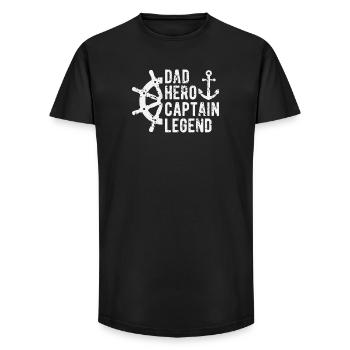 Dad Captain Legend Boating Sailor Boat - Long Fit Men's T-Shirt - black - Front - AI Model Male 185 light (185cm)