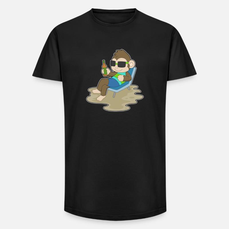 Affe Flasche Bier - Long Fit Männer T-Shirt - Schwarz