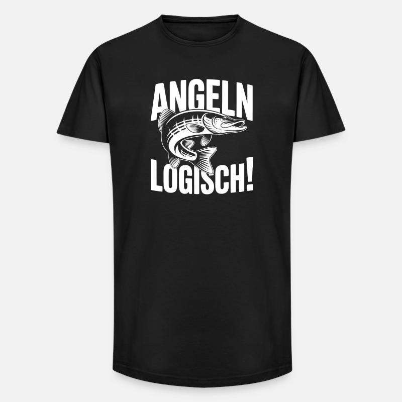 Angeln Logisch! - Long Fit Männer T-Shirt - Schwarz