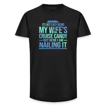 Frau Kreuzfahrt Candy Nail It - Long Fit Männer T-Shirt - Schwarz - Vorne - AI Model Male 185 light (185cm)
