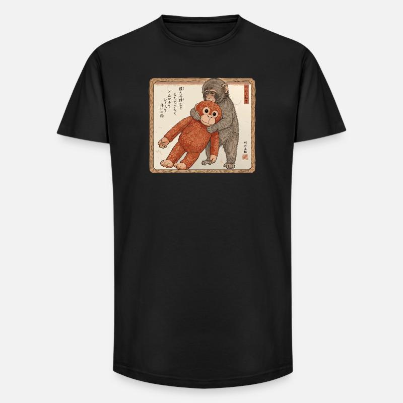 Ukiyo-e Baby Monkey Punch - Long Fit Männer T-Shirt - Schwarz