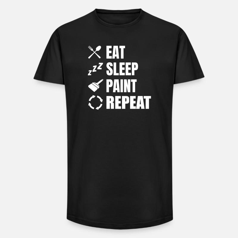 Eat Sleep Paint Repeat - Long Fit Männer T-Shirt - Schwarz