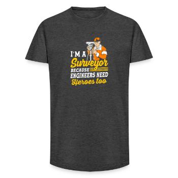 Géomètre - T-shirt coupe longue homme - charbon - Devant - AI Model Male 185 light (185cm)