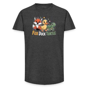 Fox Duck Turtle Cute Animal Friends - Long Fit Men's T-Shirt - charcoal grey - Front - AI Model Male 185 light (185cm)