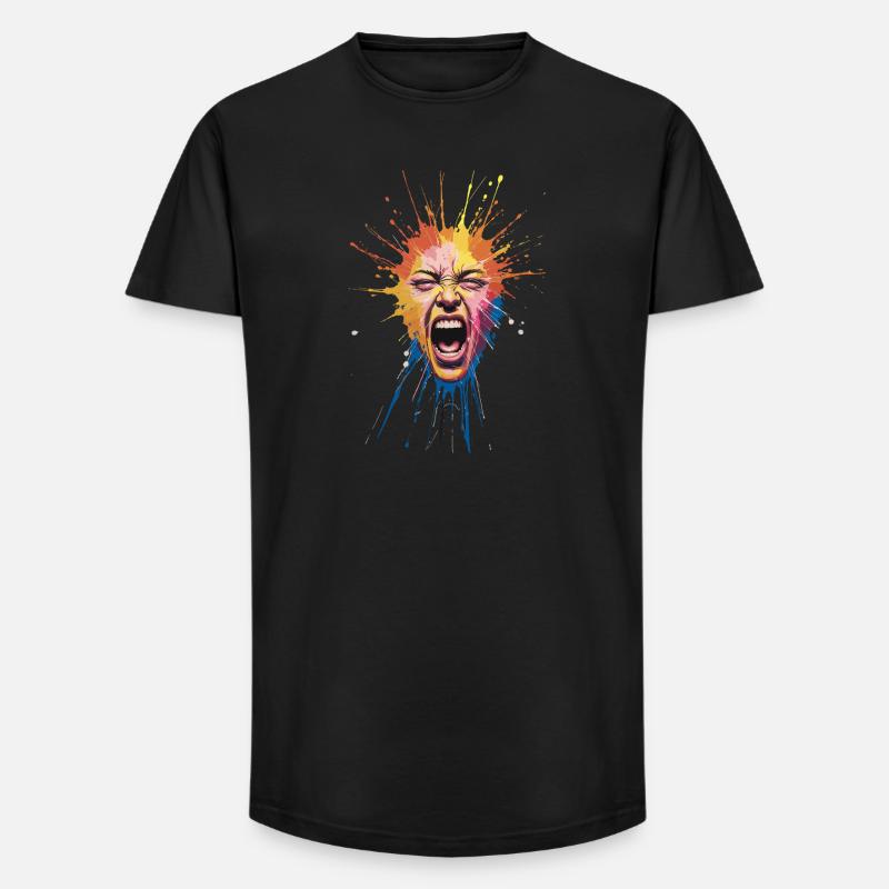 Explosive Farbexplosion Gesicht Ausdrücken - Long Fit Männer T-Shirt - Schwarz